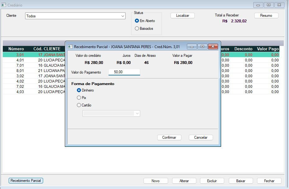 Crediario recebimento parcial 2 Os melhores sistemas para loja. Melhor custo benefício do mercado!