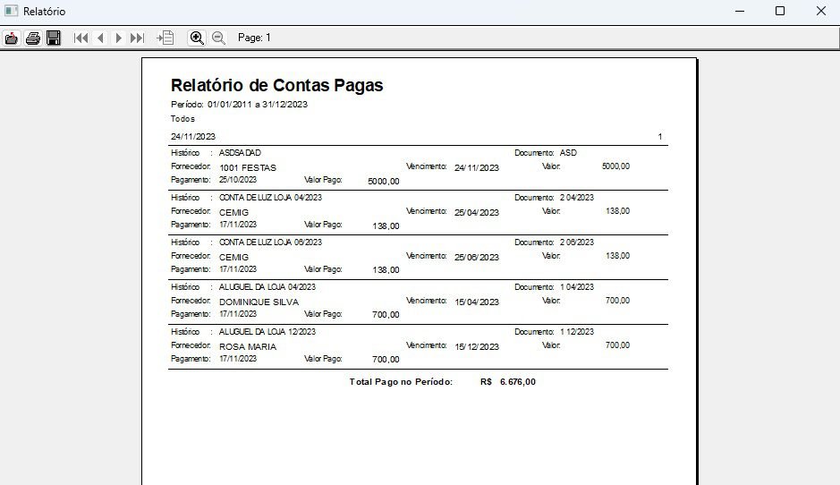 Relatorio de contas pagas Os melhores sistemas para loja. Melhor custo benefício do mercado!