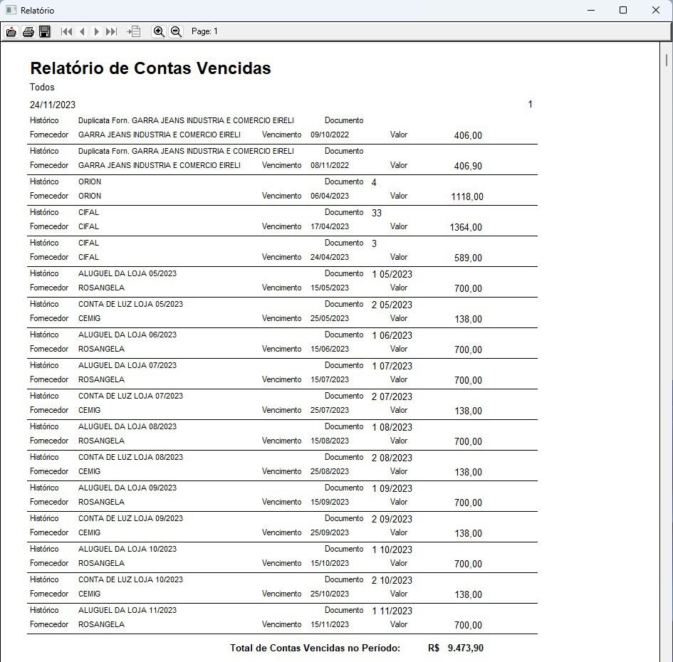 Relatorio de contas vencidas Os melhores sistemas para loja. Melhor custo benefício do mercado!