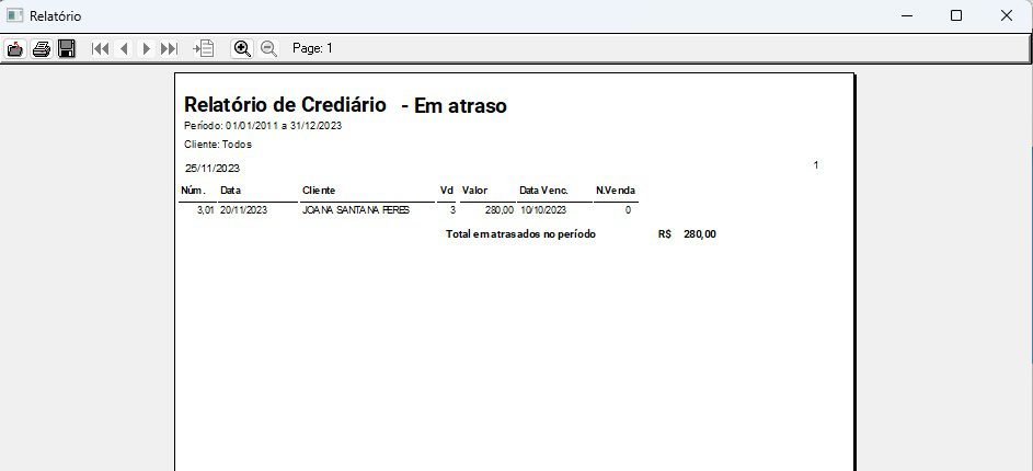 Relatorio de crediario em atraso Os melhores sistemas para loja. Melhor custo benefício do mercado!